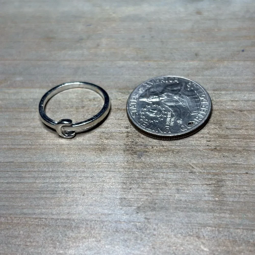 New! Crescent Moon Silver Tone Ring Size 7.5 Costume Jewelry Hypoallergenic